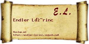 Endler Lőrinc névjegykártya