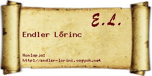 Endler Lőrinc névjegykártya