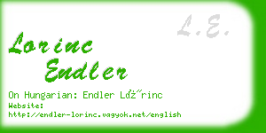 lorinc endler business card